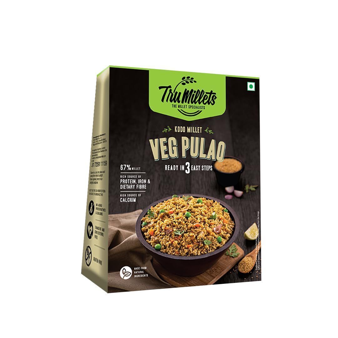Trumillets | Healthy Millet Diet Meals | Ready to Cook | Protein Rich Veg Pulao (Pack of 1) 200gm