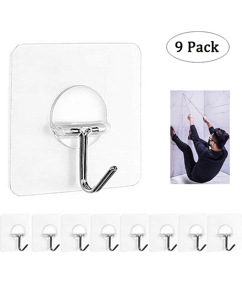 9PC Strong Transparent Suction Cup Sucker Wall Hooks Hanger For Kitchen Bathroom