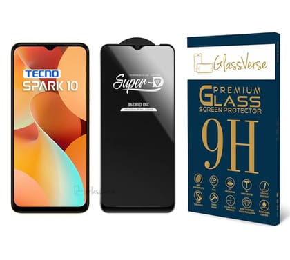 GlassVerse SuperD Oleophobic Tempered Glass For Tecno Spark 10C (PACK OF 1) with Free Installation Kit Full screen Coverage - 6.56 inch GlassVerse SuperD Oleophobic Tempered Glass For Tecno Spark 10C (PACK OF 1) with Free Installation Kit Full screen Cov