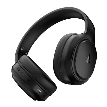 Boat Rockerz 430, 40mm Drivers, 40ms Latency, 40H Battery, ENx Tech, Adaptive Fit, Stream Ad Free Music via App Support, Bluetooth Headphones, Wireless Over Ear Headphone with Mic (Black Sabre) Boat Rockerz 430, 40mm Drivers, 40ms Latency, 40H Battery, E