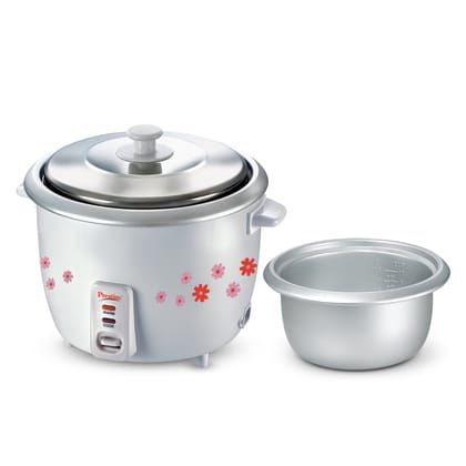 Prestige PRWO 1.8-2 Electric Rice Cooker 1.8L with Close Fit Lid (White, Red)