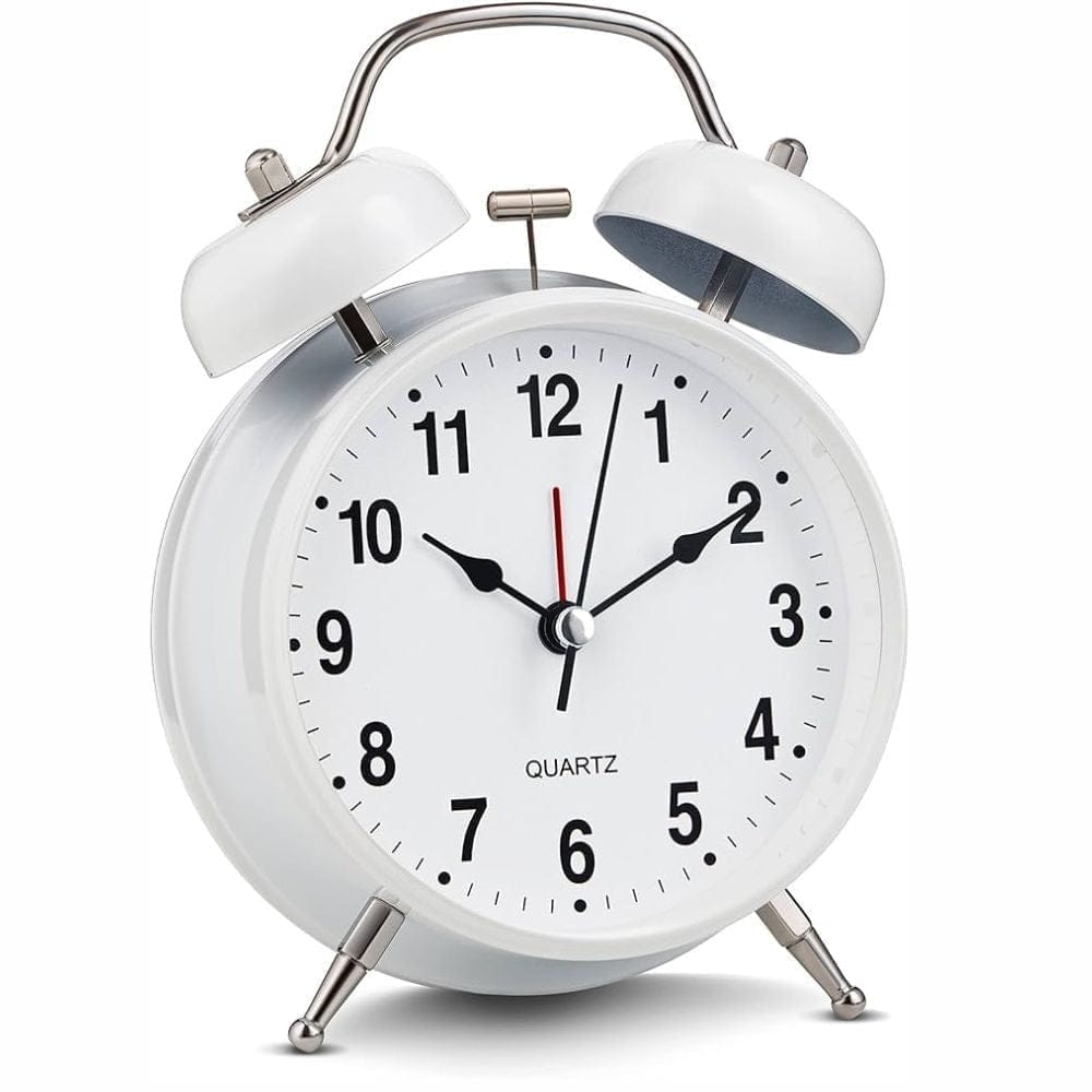 TWIN BELL WHITE CLOCK