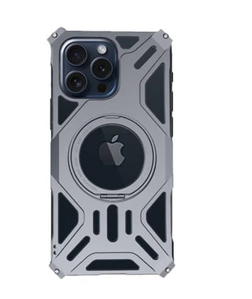 Dragon - Magnetic Frameless Armor Rotating Stand iPhone Case - Silver iPhone 15 PRO MAX