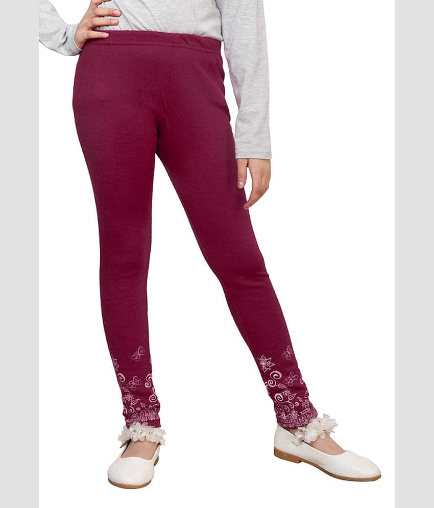 IndiWeaves Pack of 1 Girls Woollen Leggings ( Wine )