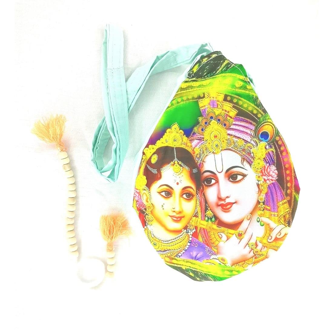 MAYAPURI Radha Krishna Printed Beads Bag/Chanting Bag with Sakshi Mala Counter