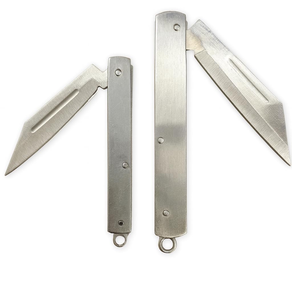 KARTHI7OCT STORE 2 Pieces Stainless Steel Foldable Kitchen Knives (7� Inch & 5� Inch) | Manual Folding Utility Knife for Fruit & Vegetable Cutting � Easy to Clean, Travel Friendly