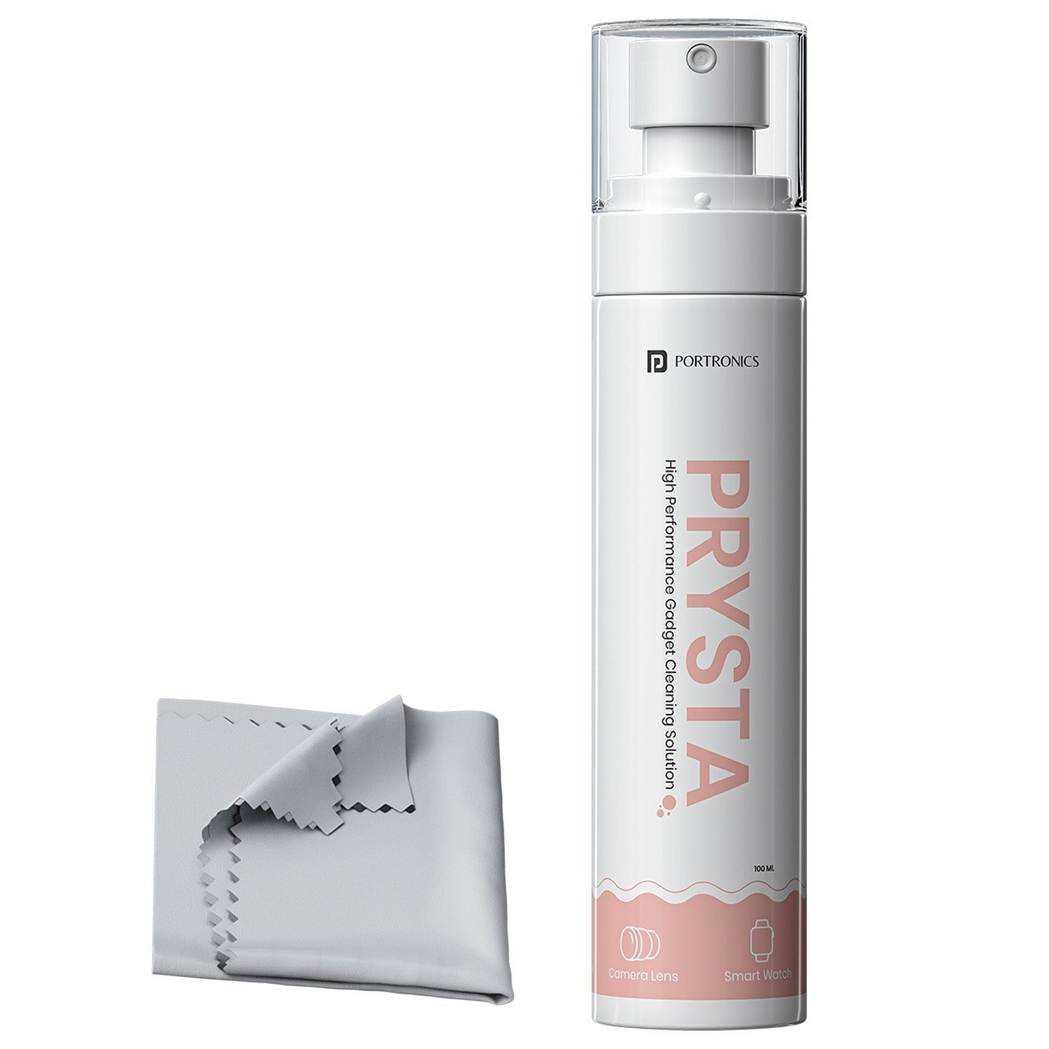 Portronics Prysta Micro Fiber Cloth, Easy Spray Application, Multi-Surface Use, Antibacterial cleaning solution
