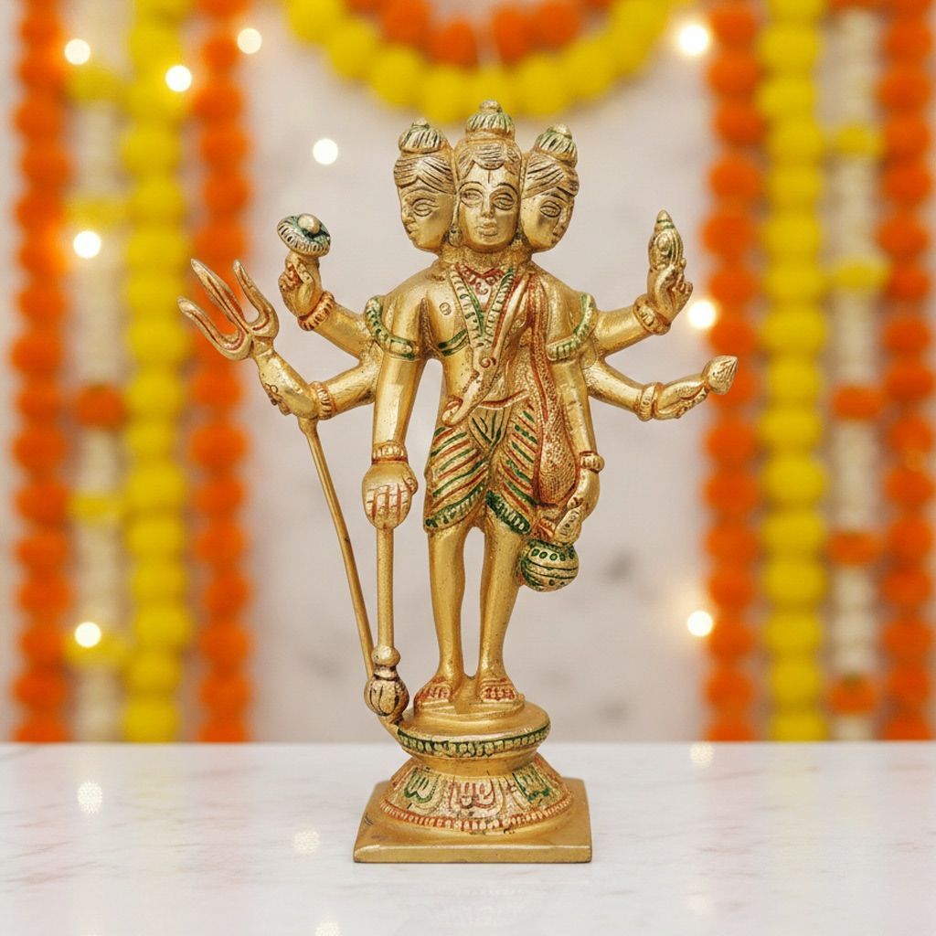 Brass Dattatreya Ji Decorative Statue, Height : 6.7 Inch (BSMAS969 C)