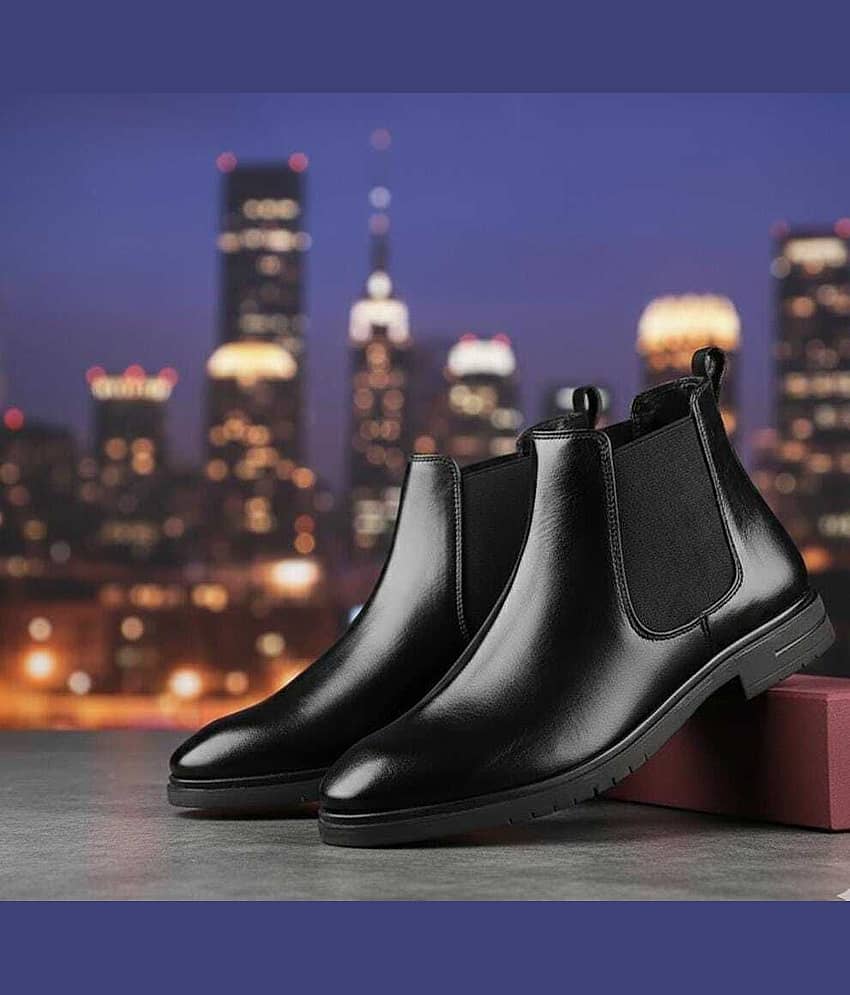 AIRBELL 05-CHELSIBOOT-BLACK Black Men's Chelsea Boots