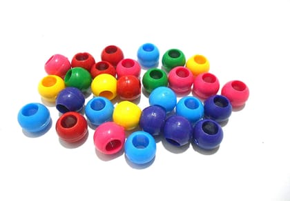 Nawani Plastic Round Beads for Beading, Jewellery Making & Art Craft Work, Size : 1 cm, Pack of 150.