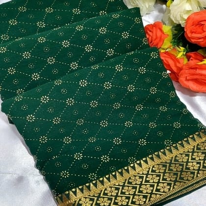 Seven special printed green saree With blouse