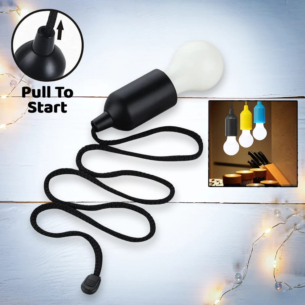 LED Pull Cord Light  Hanging Black LED Bulb (3 Pc)