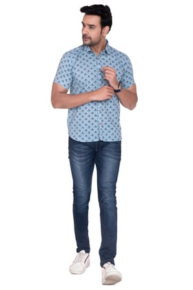Blue Lotus Sanganeri Printed Cotton Shirt