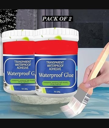 Anti Leakage Glue Waterproof Adhesive Roof Water Leakages Stops Glue for Wall, Transparent Crack pack of 2