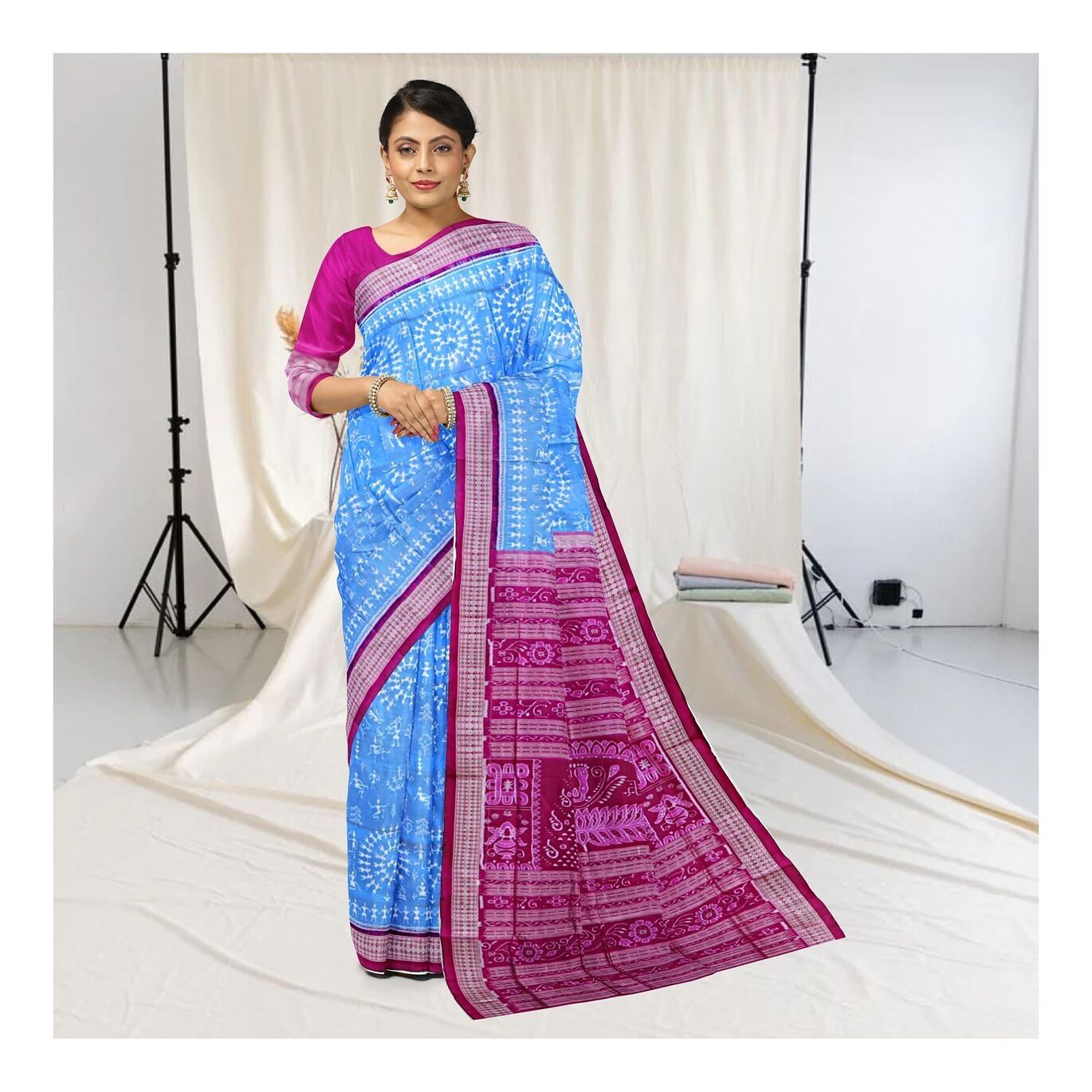 Tribal Body Design Sambalpuri Silk Saree