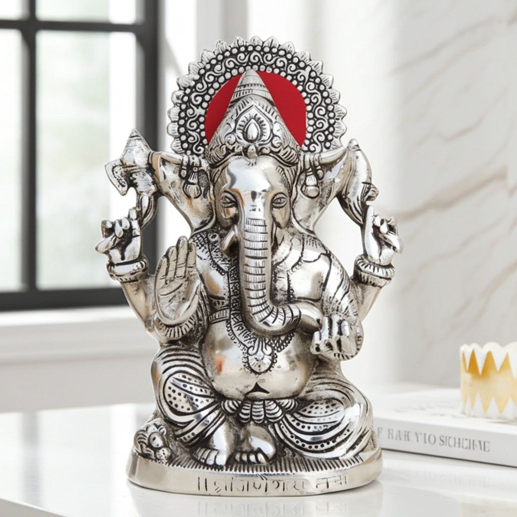 Aluminium Showpiece Ganesh Ji Silver (ASMAS244 S)