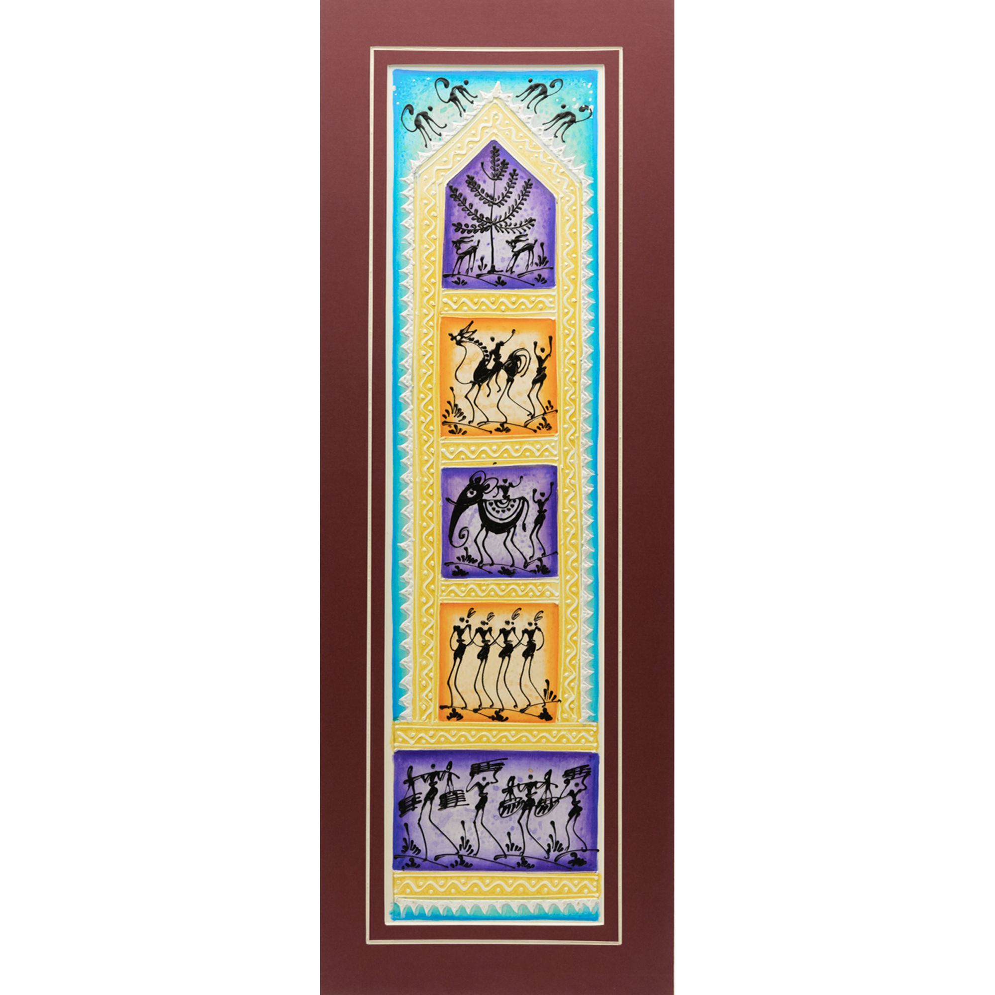 Hand Painted Saura Painting Embosis Mount