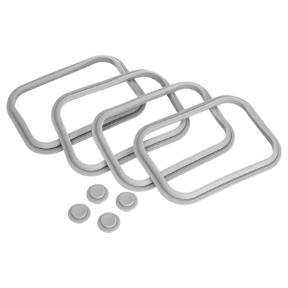 Modi Care Silicone Rims and Valves Four Piece Accessory for Vacuum Seal Stackable Containers Rectangle