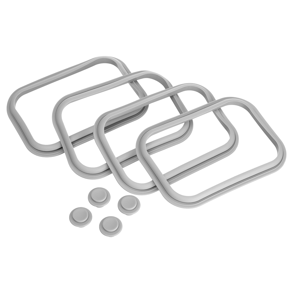 Modi Care Silicone Rims and Valves Four Piece Accessory for Vacuum Seal Stackable Containers Rectangle