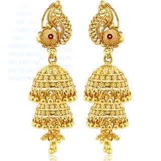 South Screw back alloy Gold plated Jhumki, Jhumka, Jhumkas Earring for Women and Girls VFJ1499ERG