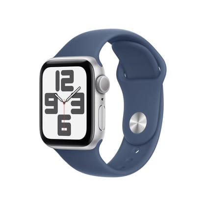 Apple Watch SE GPS 40mm Silver Aluminium Case Denim Sport Band S/M