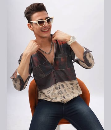 BULLMER Trendy Regular Fit Striped Causal Full Sleeve Shirt for Men_Red
