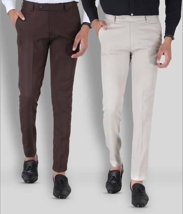 SREY - Coffee Cotton Blend Slim Fit Men's Chinos (Pack of 2)