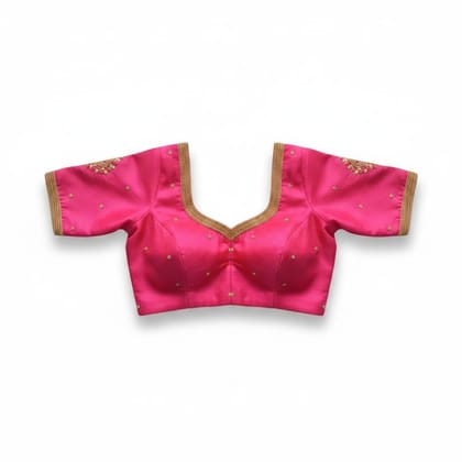 Hot Pink Embroidered Silk-Blend Ethnic Blouse