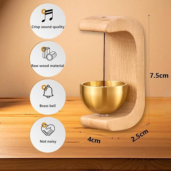 Wooden Door Chime With Brass Bell, Dopamine Door Bell For Home, Self-Adhesive Magnetic Doorbell, Serene Acoustic For Home & Shop, Ideal Housewarming Gift (Wood Doorbell)