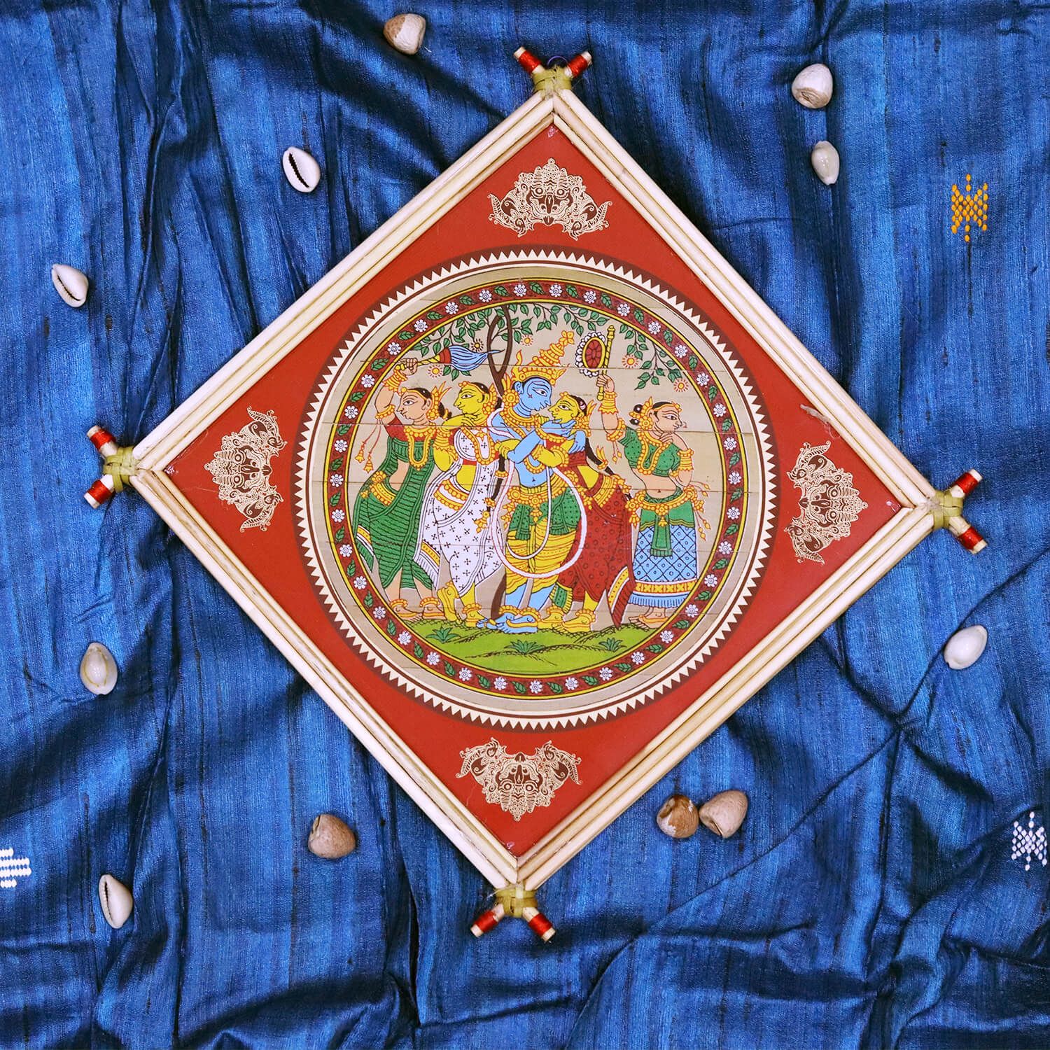 Radha Krishna Rasleela Lemon Grass Frame (Set of 2)