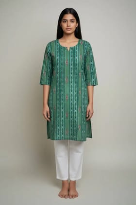 Sambalpuri Ikat Green Cotton Kurti Sambalpuri Ikat Green Cotton Kurti