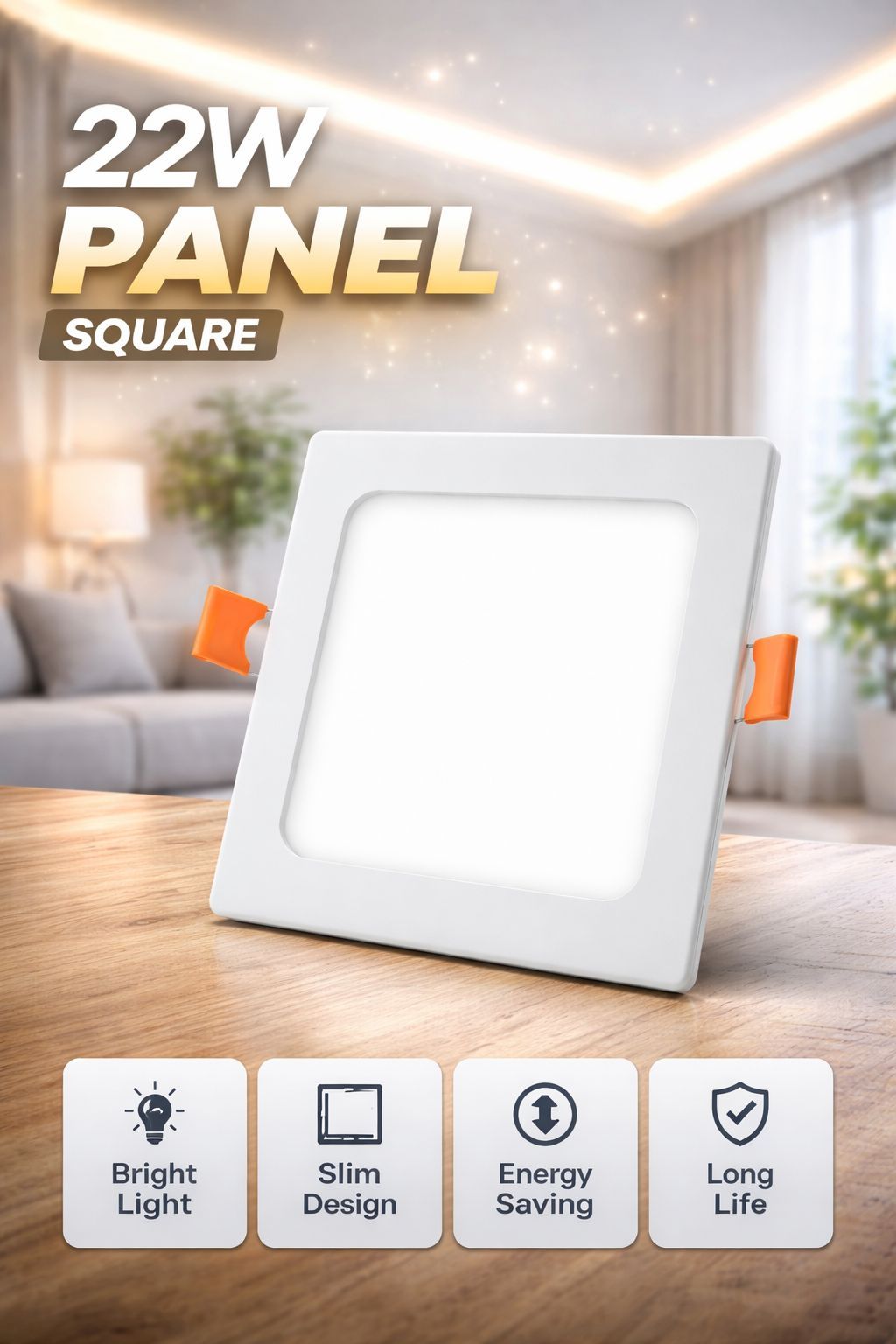 SPARKWORLD 22W Square LED Panel Light (White Light) | Recessed Ceiling Light for POP/False Ceilings