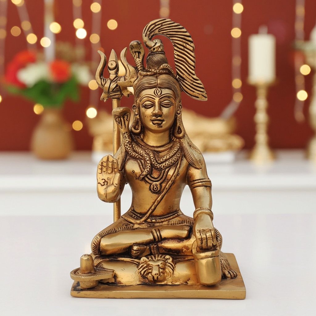 Brass Shiv Ji Idol - Traditional Brass Murti, Height : 8.2 Inch (BSMAS1341 C)