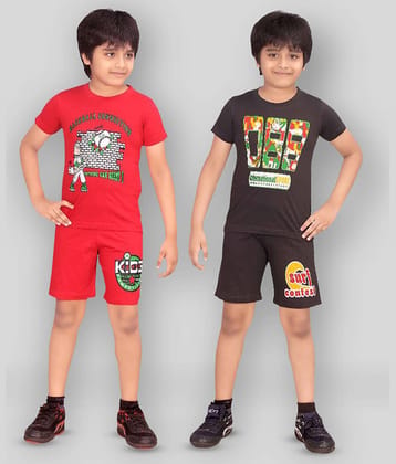 Dongli Pack of 2 Boys Cotton T-Shirt & Shorts Set ( Multicolor )