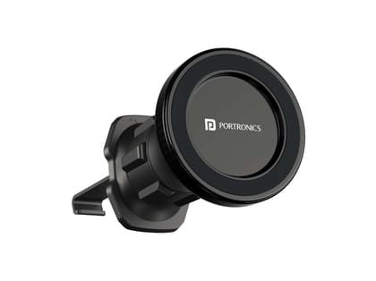 Portronics Mogun 4 Magnetic Car Phone Holder Stand with Strong Magnetic Grip, AC Vent Mount, 360 Degree Rotation, Single Hand Use, Shockproof Build, Mobile Stand for Car 