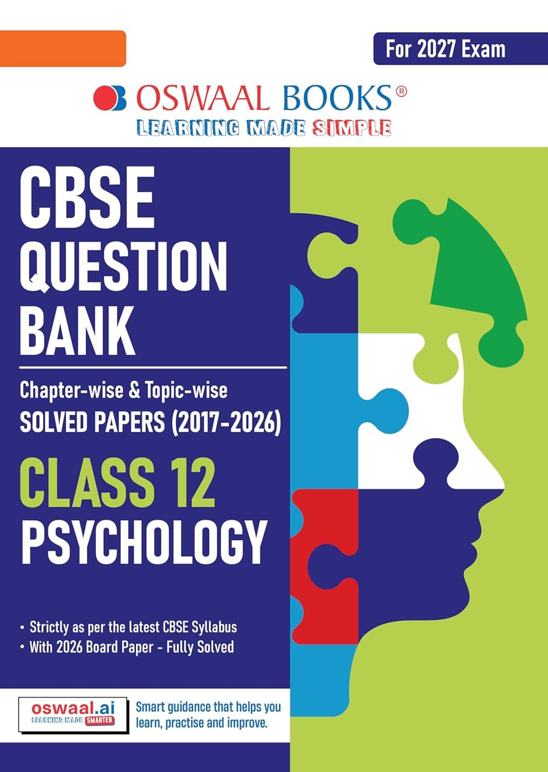 Oswaal CBSE Question Bank Chapterwise and Topicwise SOLVED PAPERS Class 12 Psychology For Exam 2027 Paperback – 3 April 2027