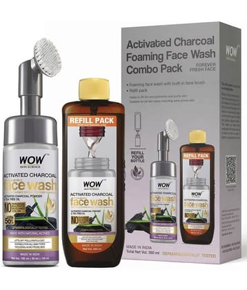 WOW Skin Science Activated Charcoal Foaming Face Wash Save Earth Combo Pack- No Parabens, Sulphate, Silicones & Color - Vol 350mL