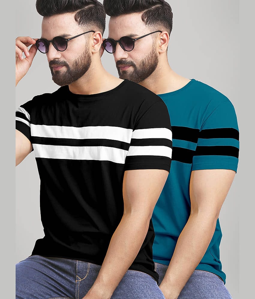 AUSK Pack of 2 Cotton Blend Regular Fit Men's T-Shirt ( Green )