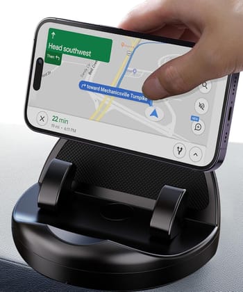 Fennec Mart Universal 360° Car Mobile Holder Non-Slip Dashboard Silicone Phone Mount, Adjustable for Landscape/Portrait View, Compatible with All Smartphones (Black) Black / Standard