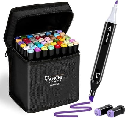 Panchhi Store 3D Pen for Kids Alcohol Markers Set for Drawing 24 Piece Dual Tip Colorful Pen Set With Carrying Case For Painting Sketching Calligraphy Drawing Marker Pens For Kids Adult, Multicolor Panchhi Store 3D Pen for Kids Alcohol Markers Set for Drawing 24 Piece Dual Tip Colorful Pen Set With Carrying Case For Painting Sketching Calligraphy Drawing Marker Pens For Kids Adult, Multicolor