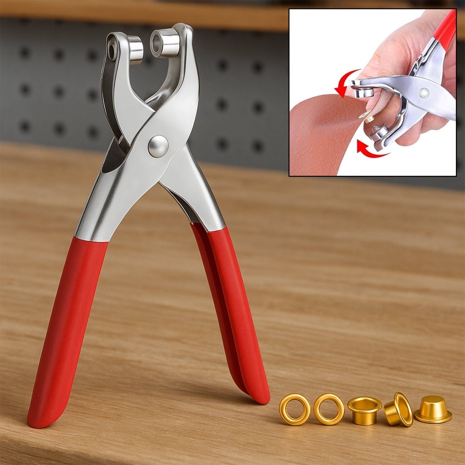 Grommet Setting Tool with 25 PCS Gold Eyelets Grommets Steel Hole Punch Setter Kit for Leather, Canvas, All Fabrics Men and Women Clothes, Shoes, Belts, Crafts
