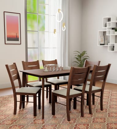 Eros Furniture Bluebell Solid Wood 6 Seater Dining Table with Elegant Wooden Craftsmanship