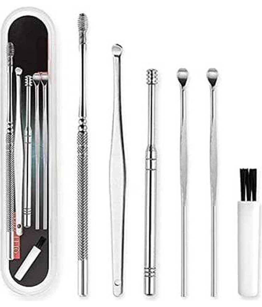 Stainless Steel Effective Ear Wax Cleaner Kit with a Storage Box - Set of 5 (Silver), Comfortable Ear Wax Picker, Ear Wax Cleaner for Baby and Adults