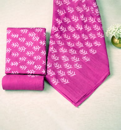 Handcrafted Batik Print Unstitched 3-Piece Suit Set