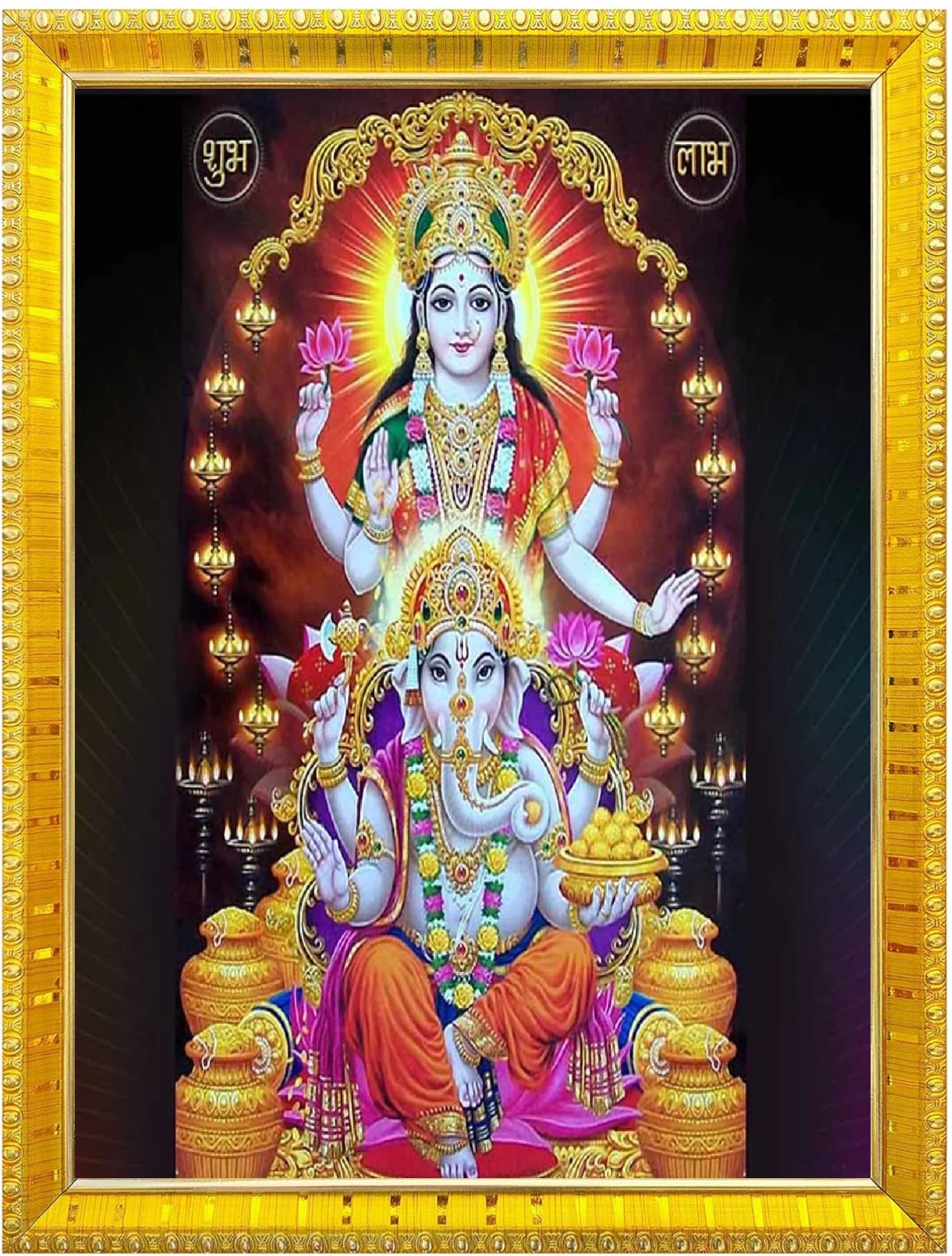 NOKKES Laxmi Devi Maa Mata Photo Frames Religious Photo frame 5X7 Inch Photo Frame_W46