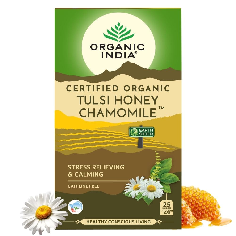 Organic India Tulsi -Pack of 25 Tea Bags (40 grams,Honey Chamomile)