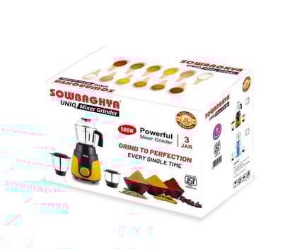 Uniq 500Watts Mixer Grinder (White with Blue)