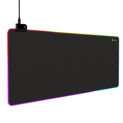 Portronics Comfipad Glow Gaming Mouse Pad with RGB Lights Modes, Large Size, Non-Slip Base, Stitched Edges, High-Precision Smooth Surface, Keyboard and Mousepad Desk Mat for Gamers & Office (Black)