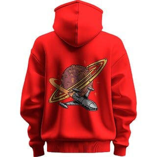 BULL CLOTHING Men's Cosmic Adventure Red Hoodie  Premium 280 GSM Fleece for Softness, Comfort, and Durability (M)