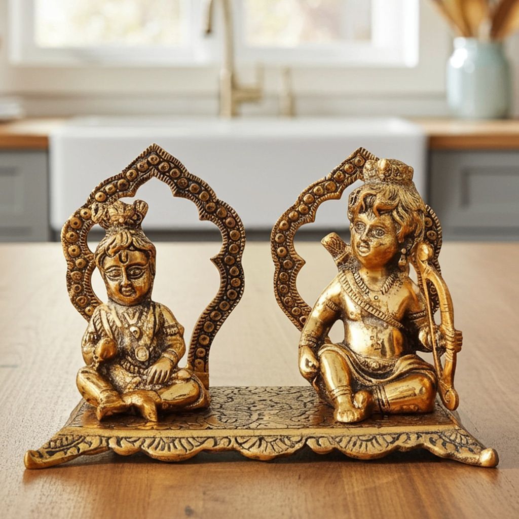 Aluminium Showpiece Ram Shyam Statue (ASMAS431 G)